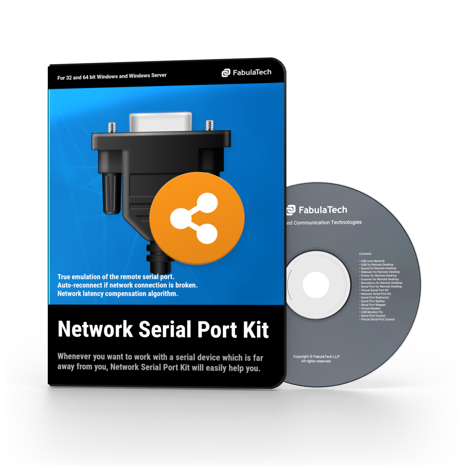 Network Serial Port Kit box and CD, printable (png 1500x1500)